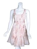 PETER SOM Pintuck Pleated Print Dress in Nude