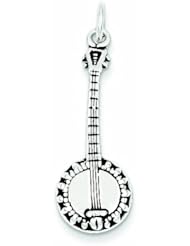 Genuine .925 Sterling Silver Antiqued Banjo Charm 3 Grams.100% Satisfaction Guaranteed.