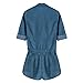 Lisli Women Long Sleeve Denim Jeans Jumpsuit Bodysuit Shorts Romper Playsuit Blue