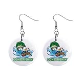 1 Inch Button Earrings of Comedic Gone Fishin' (Gone Fishing)
