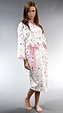 Lady Olga SUMMER HOLS Floral Dressing Gown - Robe - Cream/Pink Trim (4 Sizes)