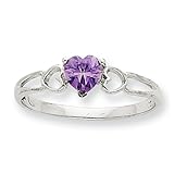 10k White Gold Polished Geniune Amethyst Birthstone Ring