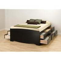 Prepac Sonoma Tall Queen Platform Storage Bed, Black