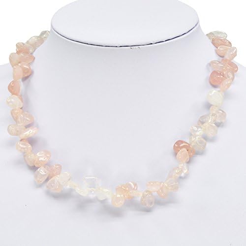 Semi-precious Natural Stone Beads Irregular-shaped Fashion Rose Quartz Necklace Strand 19"