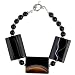 EXP Handmade Square Black Sardonyx Bracelet With Antiqued Silver Beads