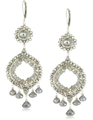 Dana Kellin Stunning Double Drop Silver Pyrite and Labradorite Chandelier Earrings