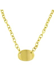 14 Karat Yellow Gold Dog Tag Rolo Link Necklace (17 inch)