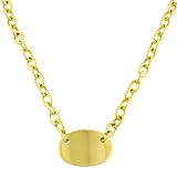 41PD0mcGbSL. SL160  14 Karat Yellow Gold Dog Tag Rolo Link Necklace (17 inch)