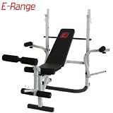 E-Range 2.1 Barbell Weight Bench Adjustable - White/Black