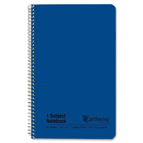 Ampad Single Wire Notebook, Recycled, Size 9-1/2 x 6 Inches, 1 Subject, Blue Cover, College Ruled with Margin Line, Not 3 Hole Punched, 80 Sheets Per Notebook (25-203) Ampad Single Wire Notebook, Recycled, Size 9-1/2 x 6 Inches, 1 Subject, Blue Cover, College Ruled with Margin Line, Not 3 Hole Punched, 80 Sheets Per Notebook (25-203)