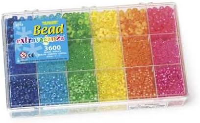 Package of 3600 Pieces Brightly Colored Assorted Shape Pony Beads, Seed Beads and Assorted Beads