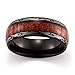Caperci Men's 8mm Vintage Dome Wood Black Tungsten Carbide Ring Wedding Band Size 7 to 13