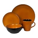 Corelle Hearthstone Stoneware Round 16-Piece Set, Service for 4, Cumin Orange