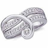 0.50 Ct.T.W. Round Brilliant Cut Diamonds, 14Kt. White Gold. Stylish Diamond Right Hand Ring