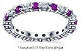 Women's Diamond Eternity Ring Shared Prong Diamond and Amethyst February Birthstone Round Cut ( 0.50 Total Carat Weight | GH-I1 Diamond Quality | 14k White Gold ) Finger Size -