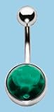Jade Quartz Fireball Navel Bar 14 gauge by 3/8 in length