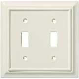 Brainerd 126447 Wood Architectural Double Toggle Switch Wall Plate / Switch Plate / Cover, Light Almond