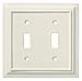 Brainerd 126447 Wood Architectural Double Toggle Switch Wall Plate / Switch Plate / Cover, Light Almond