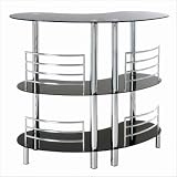 Bartheke aus chromem Stahlrohr mit 3 Ablagen aus schwarzem Sicherheitsglas, Breite 120cmxTie