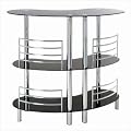 Bartheke aus chromem Stahlrohr mit 3 Ablagen aus schwarzem Sicherheitsglas, Breite 120cmxTie