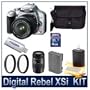 Canon Rebel XSI Digital SLR (Black) with 18-55mm and 70-300mm Lenses + 4GB Memory Card + 58mm UV Filter + 62mm UV Filter + Extra Battery + Card Reader + Lens Cleaning Kit