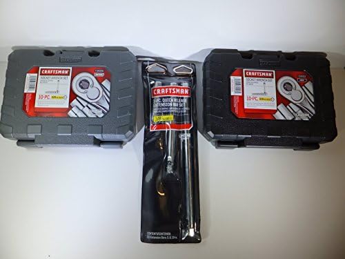 Craftsman 10 pc,3/8 in Dr Standard &amp; Metric Socket Wrench Set &amp; Craftsman 3 pc Extension Bar set,Bundle Pack