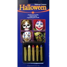 Makeup Sticks Crayons Face Paint Set of Black, White, Red, Yellow and Blue Profesional Quality... by Click on Party