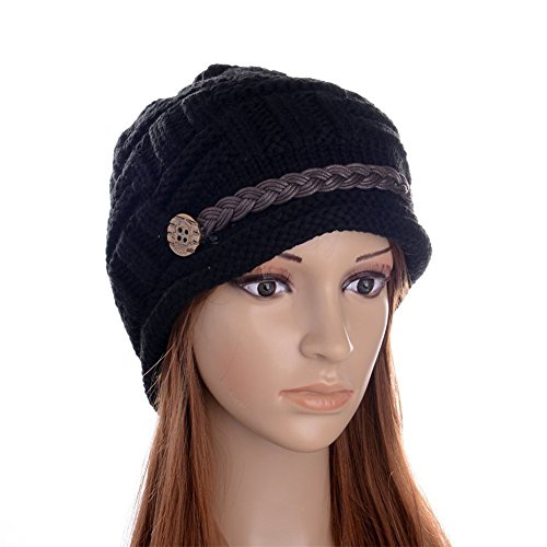 Senchanting Women's Slouch Knitted Crochet Ski Beanies Beret Cap Hat