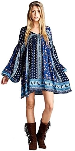 Fashion Blue Black Sexy 71 Hippie Boho Gypsy Tunic Top Mini Dress Plus (2X)