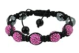 Shamballa Unisex Ice, Buddist Beads Hiphop, Raspberry Purple Cz Disco Balls Bracelet-Adjustable
