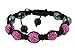 Shamballa Unisex Ice, Buddist Beads Hiphop, Raspberry Purple Cz Disco Balls Bracelet-Adjustable