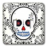 Janna Salak Designs Day of the Dead - Day of the Dead Skull Día de los Muertos Sugar Skull Red Black Scroll Design - Light Switch Covers - double toggle switch