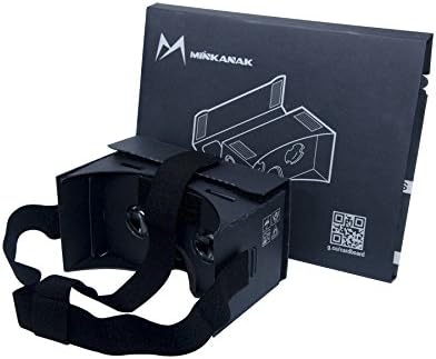 Google Cardboard Kit Black DIY 3D glasses by MINKANAK Bigger Lens Virtual Reality Video Viewer Compatible with Android and Appple with Head Strap, NFC, Nose Pad, Forehead Pad, and Easy Instruction