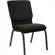 Black Patterned Stacking Church Chair with Gold Vein Frame Finish [XU-CH-60096-BK-GG]
