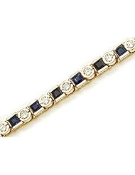 14K Yellow Gold Princess-Cut Sapphire and Diamond Bracelet