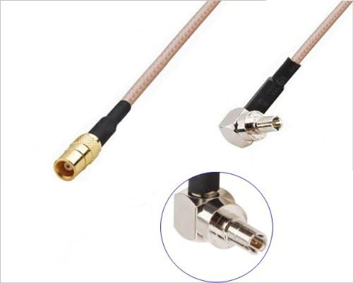 2 x RF pigtail cable MCX female to CRC9 male right angle RG316 30CM