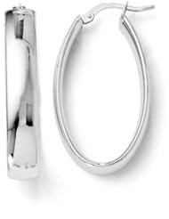14k White gold Leslies Polished Oval Hinged Hoop Earrings