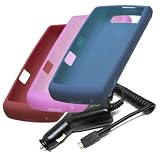 Red, Pink and Blue Silicone Skin Cover Cases and Car Charger for Blackberry Storm2 9550 9520