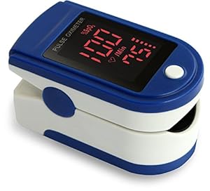 Acc U Rate® Pro Series CMS 500DL Fingertip Pulse Oximeter Blood Oxygen Saturation Monitor with silicon cover, batteries and lanyard