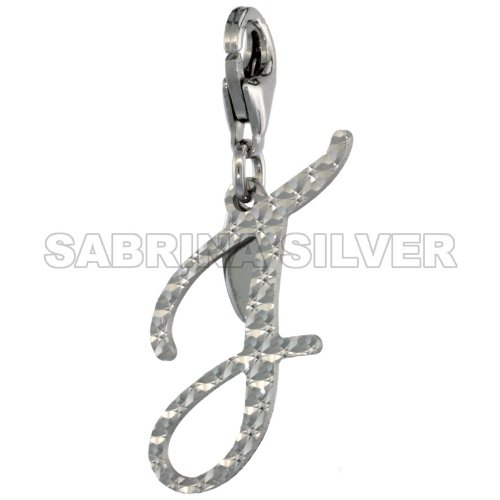 Sterling Silver Script Alphabet Letter Initial J Charm for Bracelet, Anklet or Necklace