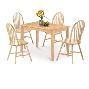 New Natural Finish Arrow Back Dining Table Set 4 Chairs