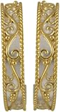 22k Gold Overlay Sterling Silver Scroll Design Hoop Earrings by Michou