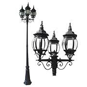 eTopLighting La puissance Collection Oil Rubbed Black Finish Outdoor Post Pillar Lantern Light w/ Beveled Glass APL1132