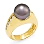Tahitian Black Pearl Ring with Diamonds in 14K Yellow Gold