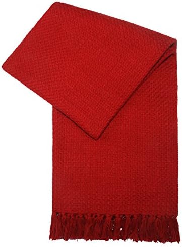 Jovi Home Cocoon Hand Woven Throw, 50 by 60-Inch, Red