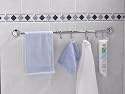 Everloc 50cm Bathroom or Kitchen Towel or Utensil rail with hooks - Chrome - No screws needed