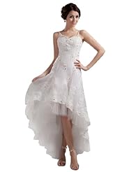 Organza Applique Spaghetti Strap Wedding Dress 