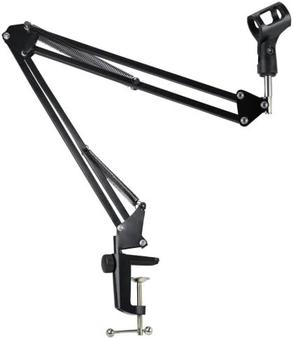 Appex Microphone Suspension Boom Scissor Arm Stand Adjustable Mic Adjustable Fold Desk Table Holder for Studio, Program record, Broadcasting, TV Station, Solo Artist