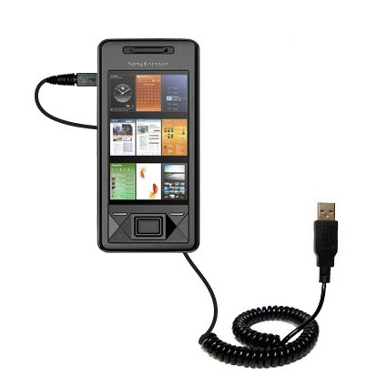 Coiled USB Cable for the Sony Ericsson Xperia X1 with Power Hot Sync and Charge capabilities - uses Gomadic TipExchange Technology