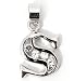 Silver Block Initial Pendant with Cubic Zirconia, Size: 12mm